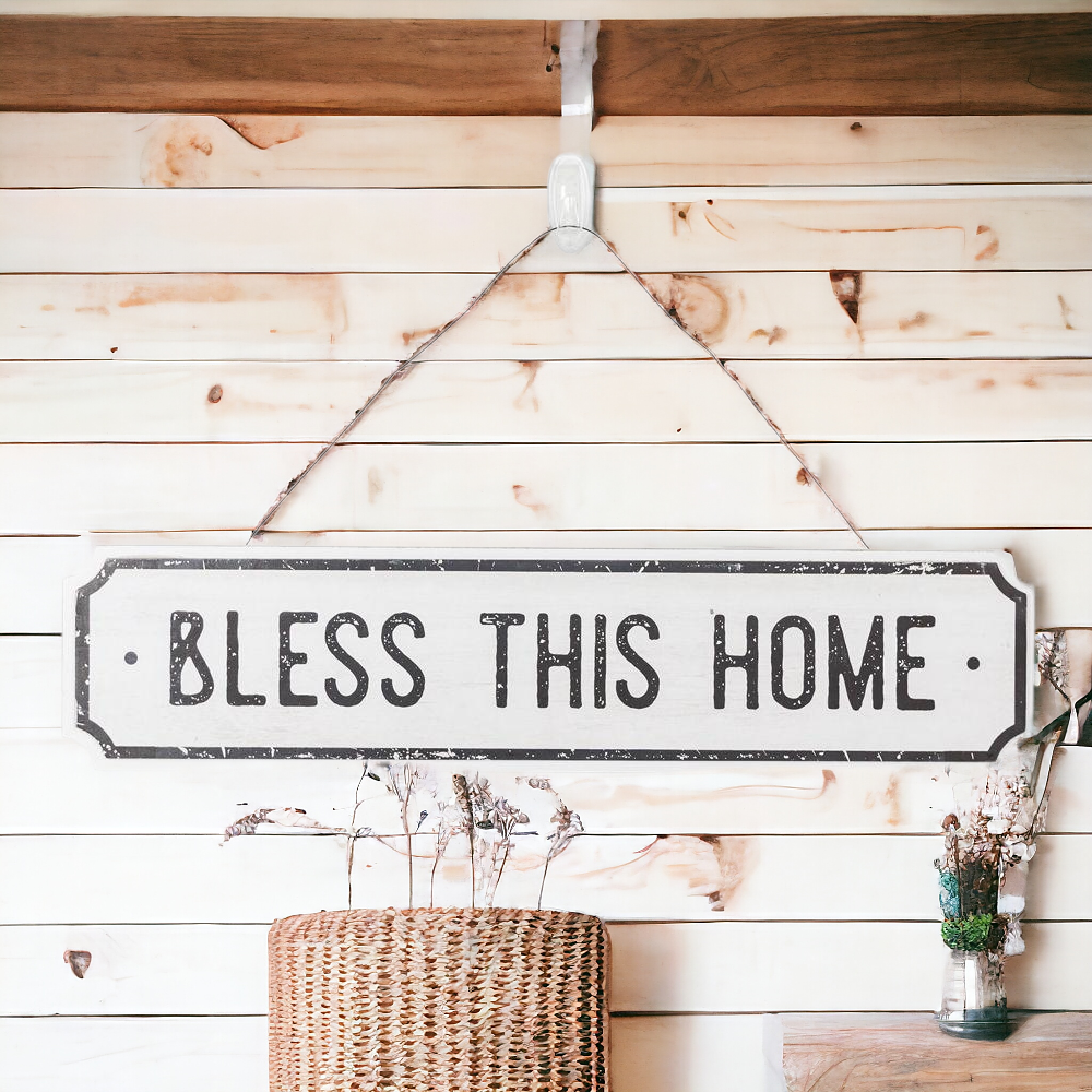 Farmhouse Wood Wall Sign Bless This Home Eat Good Food Rustic Hanging Plaque
