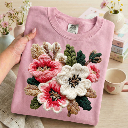 Faux Yarn Spring Flowers Tee - Preorder