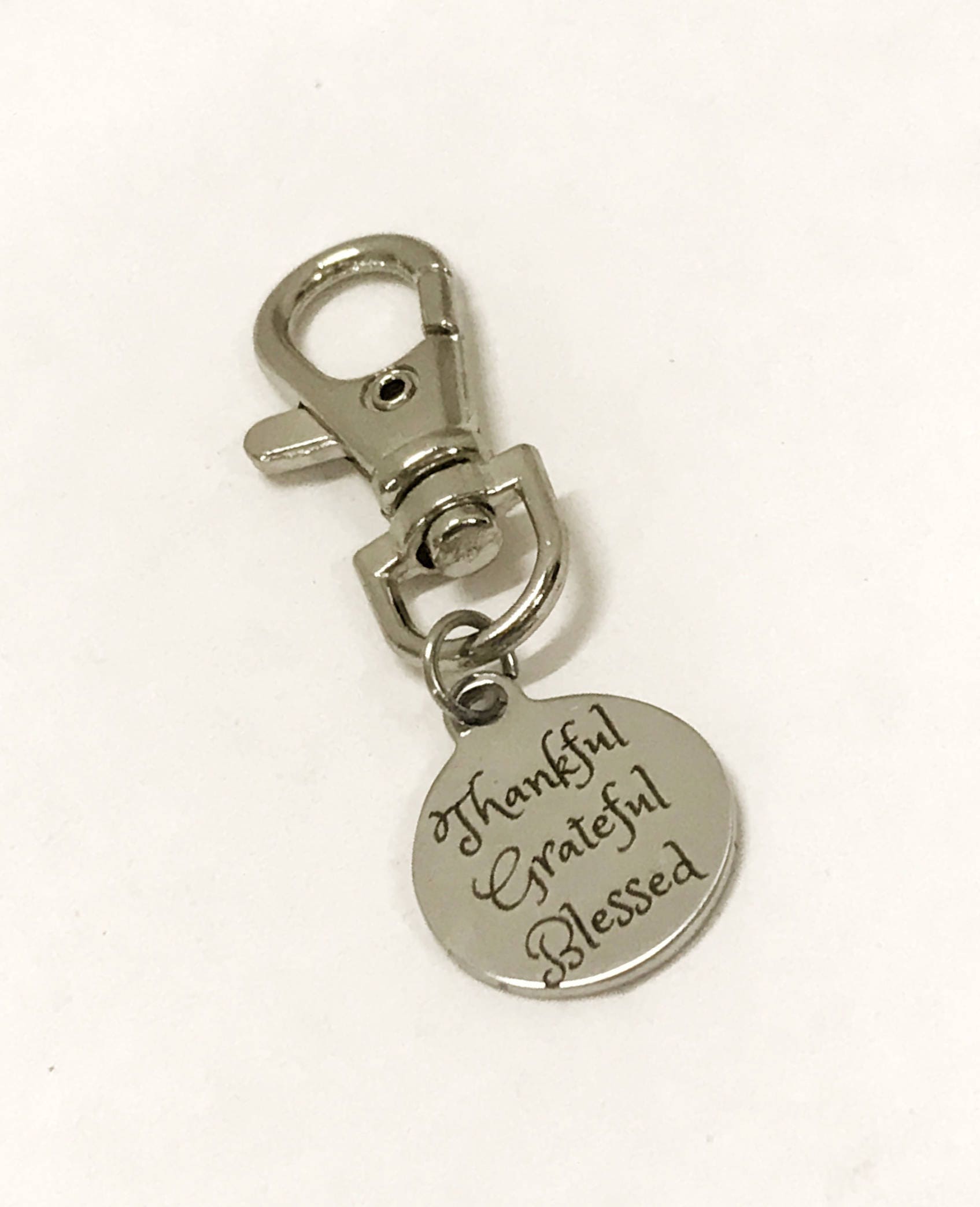 Thankful Grateful Blessed Zipper Pull, Thanksgiving Gifts, Grateful Gift, Luggage Tag Zipper Pull, Travel Bag Zipper Pull, Purse Zipper Pull
