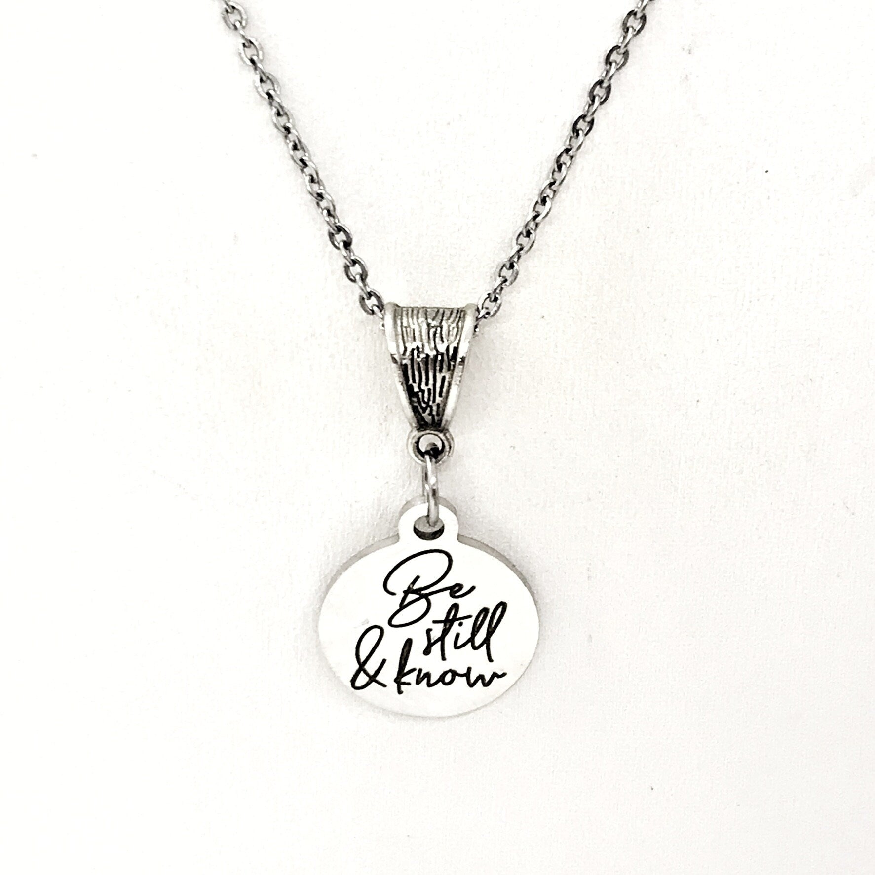 Scripture Gift, Be Still And Know, Psalm 46 10 Necklace, Know That I Am God, Christian Gift, Scripture Jewelry, Bible Verse Jewelry