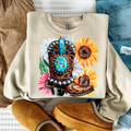 Western Boot & Flowers Crewneck Sweatshirt - Preorder